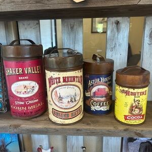 Vintage Decorative Tin Canisters Set